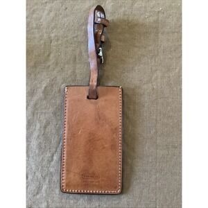 COACH VINTAGE LOGO EMBOSSED LEATHER LUGGGE TAG Saddle Brown Classic Look